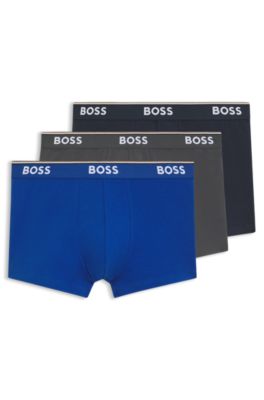 Stretch-cotton trunks with repeating logos, Light Blue