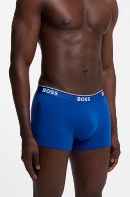 Stretch-cotton trunks with repeating logos, Light Blue
