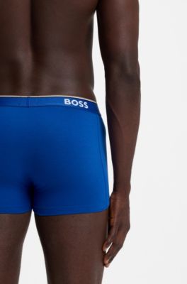 Stretch-cotton trunks with repeating logos, Light Blue