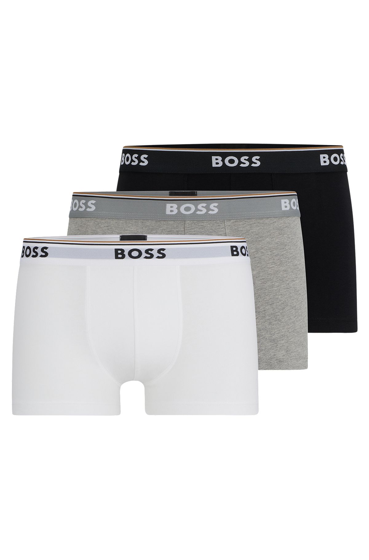 Three-pack of stretch-cotton trunks with logo waistbands, Assorted-Pre-Pack