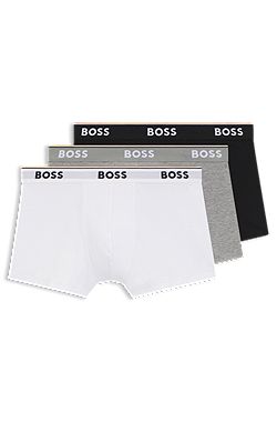 Three-pack of logo-waistband trunks in stretch cotton