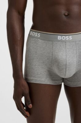 Three-pack of logo-waistband trunks stretch cotton