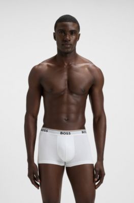 Three-pack of logo-waistband trunks stretch cotton