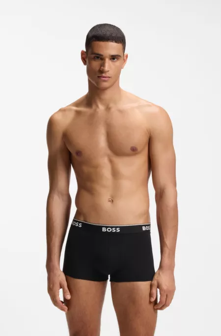 Three-pack of logo-waistband trunks in stretch cotton