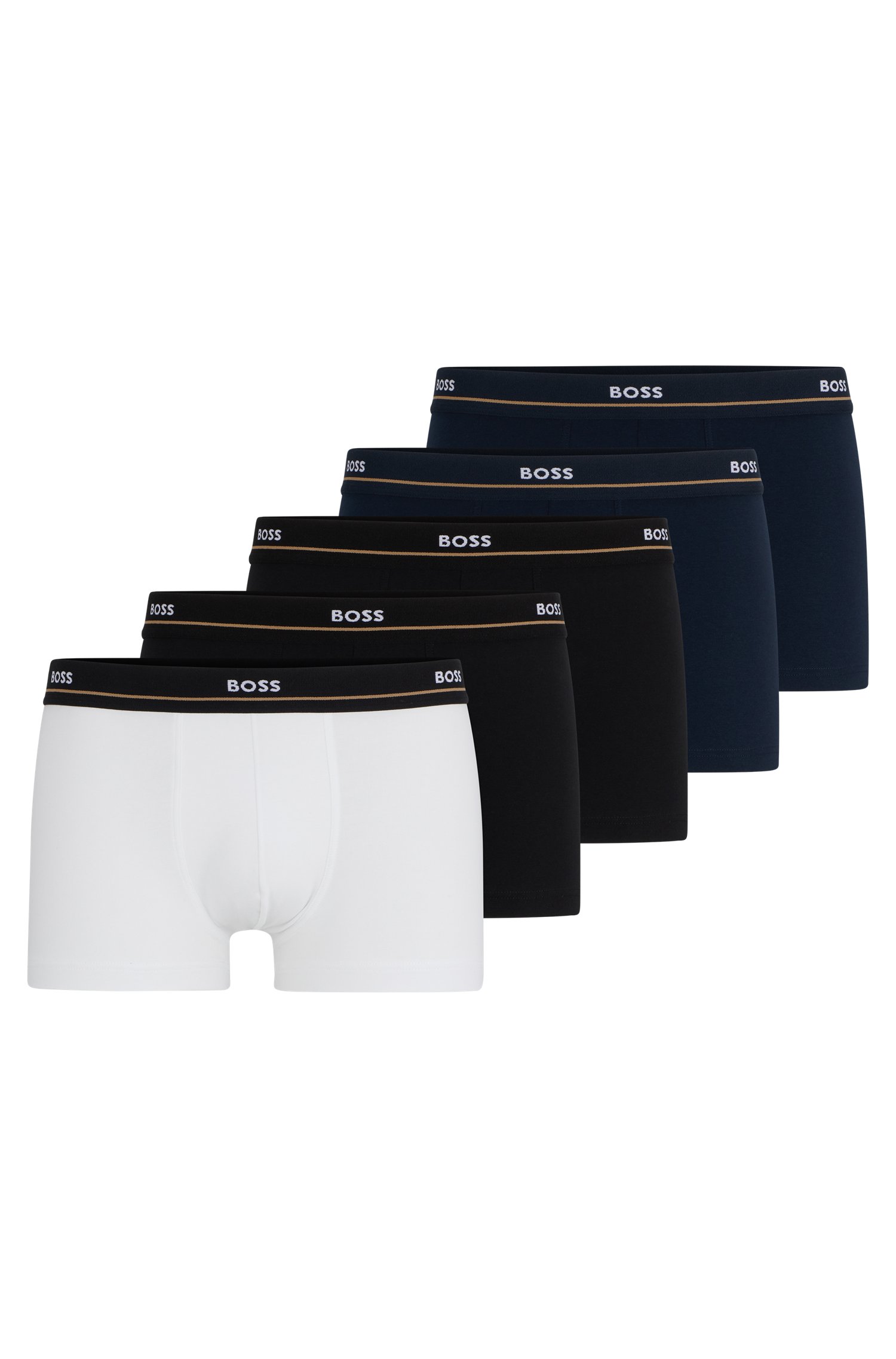 Five-pack of stretch-cotton trunks with logo waistbands