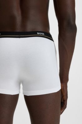 Five-pack of logo-waistband trunks in stretch cotton, Light Blue