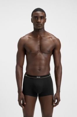 Five-pack of logo-waistband trunks in stretch cotton, Light Blue