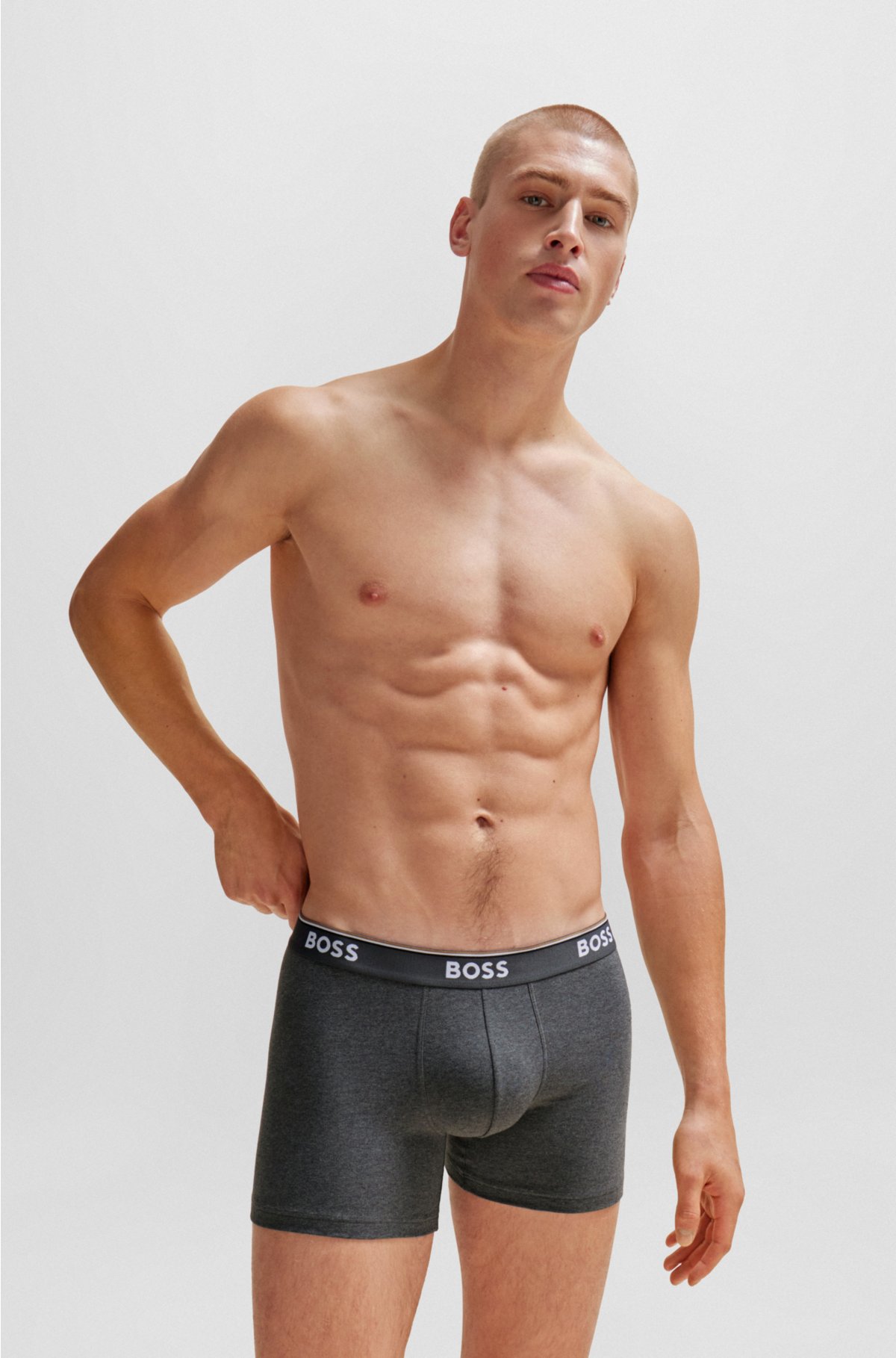BOSS - Three-pack of microfibre boxer briefs with logo waistbands
