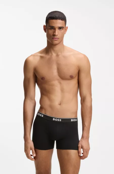 Three-pack of logo-waistband boxer briefs in stretch cotton