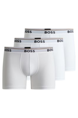 BOSS Three pack of stretch cotton boxer briefs with logos