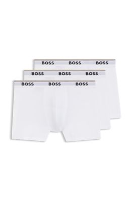 Three-pack of logo-waistband boxer briefs in stretch cotton, White
