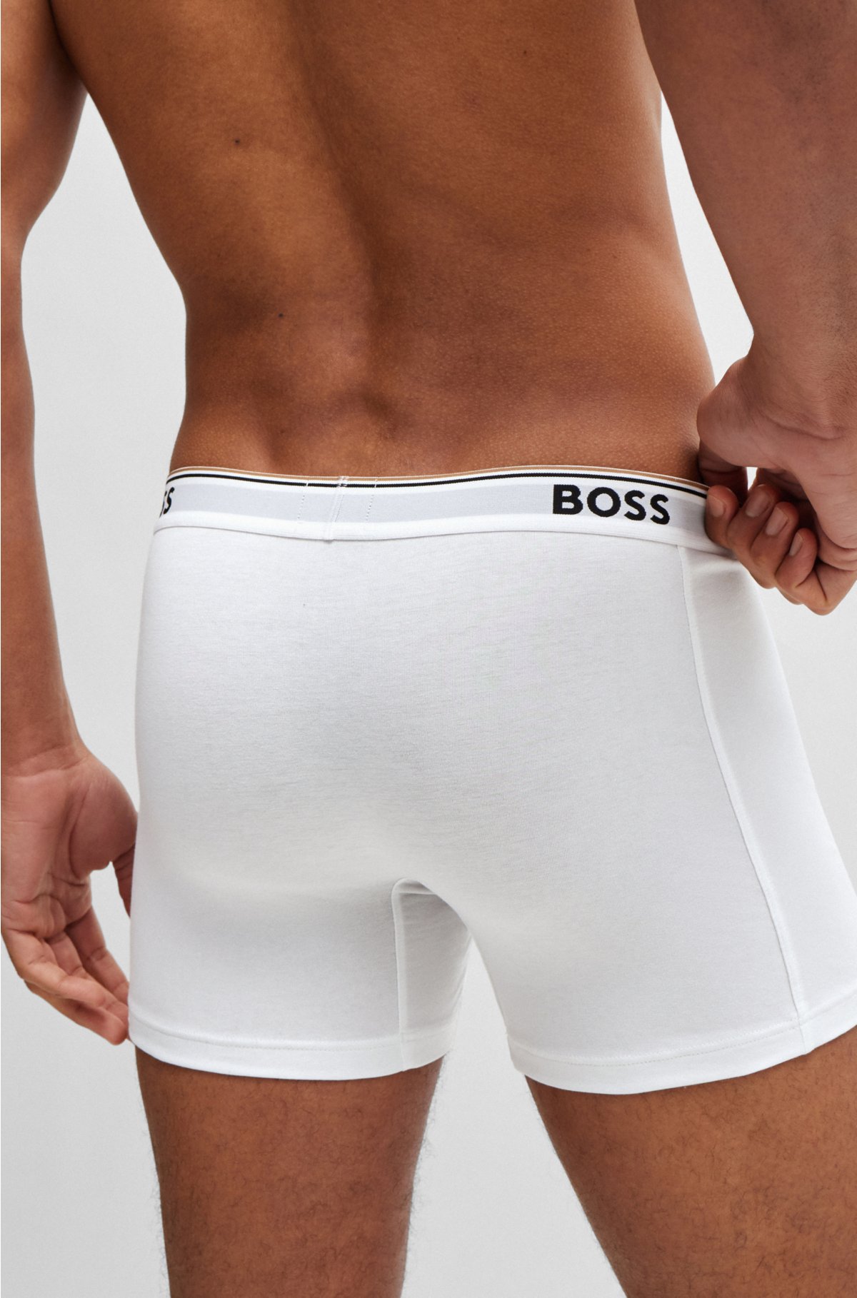 Three-pack - BOSS boxer logos briefs of with stretch-cotton