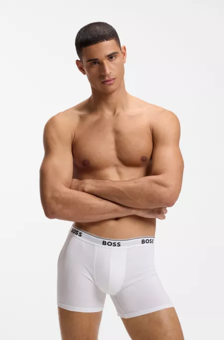 Three-pack of logo-waistband boxer briefs in stretch cotton