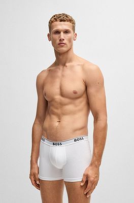 BOSS - Three-pack of stretch-cotton boxer briefs with logos