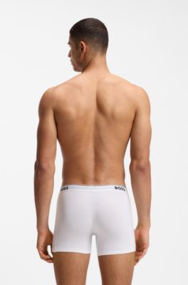 Paquete de tres calzoncillos b&oacute;xer en algod&oacute;n el&aacute;stico, Blanco