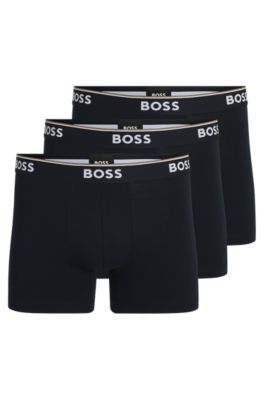 BOSS - Three-pack of stretch-cotton boxer briefs with logos