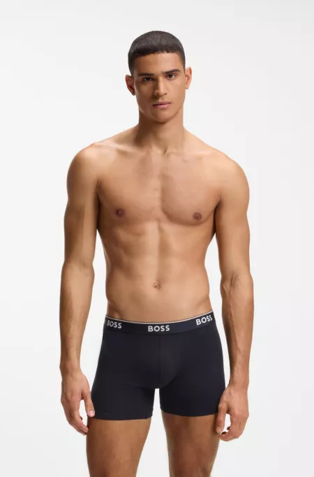 Three-pack of logo-waistband boxer briefs in stretch cotton