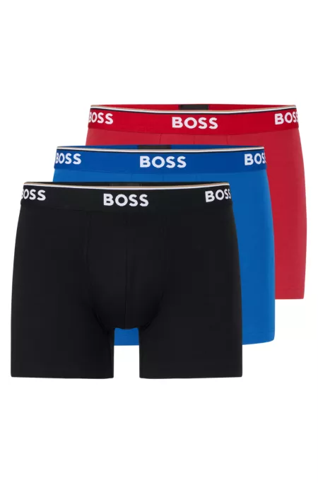 Three-pack of logo-waistband boxer briefs in stretch cotton
