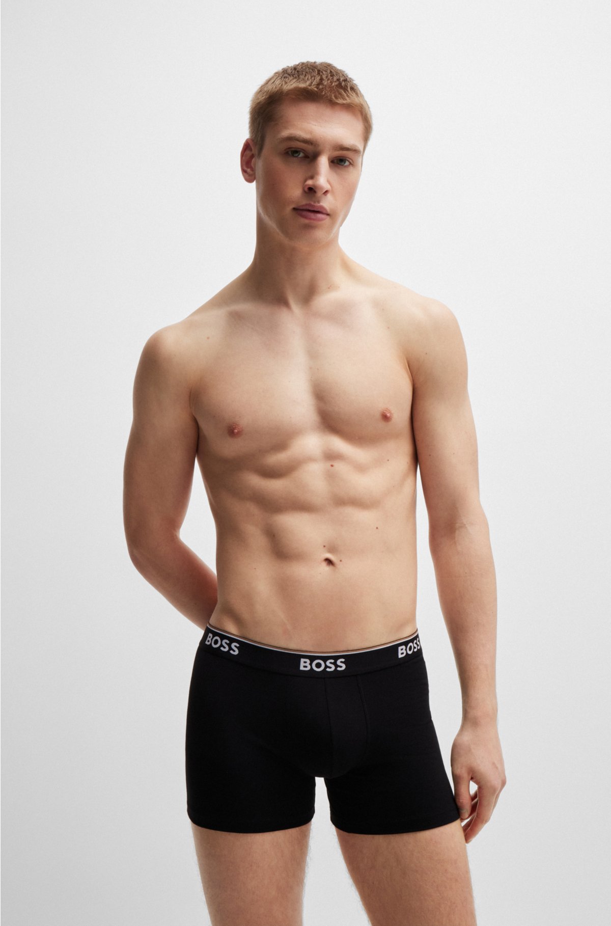- of BOSS logos Three-pack boxer with stretch-cotton briefs
