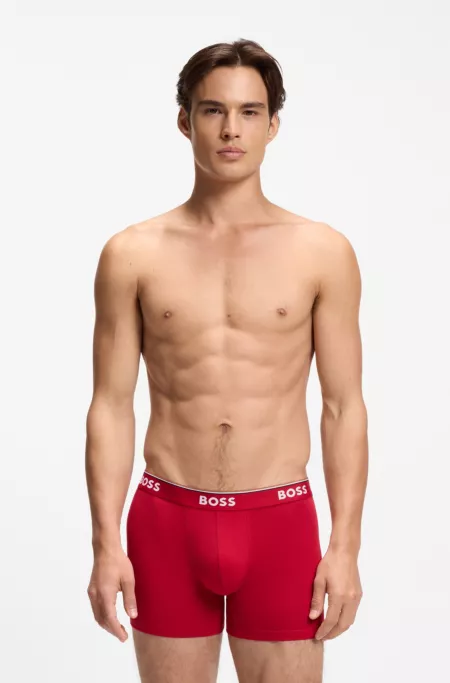 Three-pack of logo-waistband boxer briefs in stretch cotton