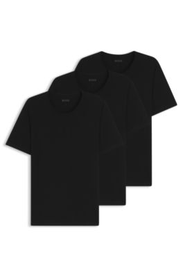 Three-pack of cotton underwear T-shirts with logos, Black