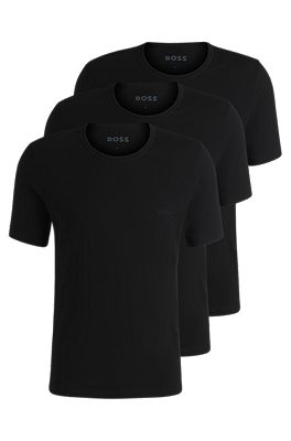 BOSS Three pack of logo embroidered T shirts in cotton