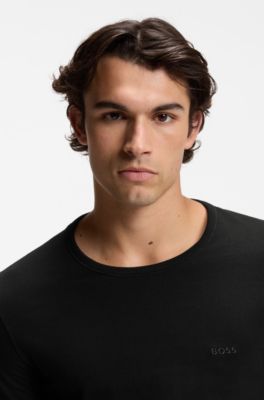 Three-pack of cotton underwear T-shirts with logos, Black