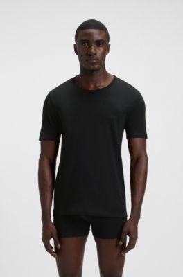 Three-pack of cotton underwear T-shirts with logos, Black