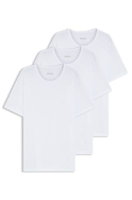 Three-pack of cotton underwear T-shirts with logos, White