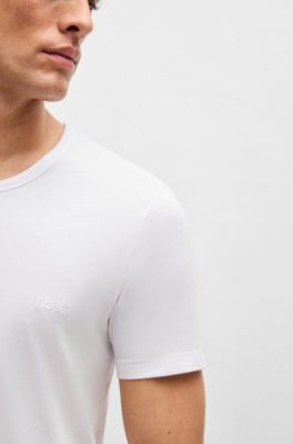 BOSS Three-pack of cotton underwear T-shirts with logos White