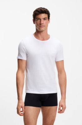 Three-pack of cotton underwear T-shirts with logos, White