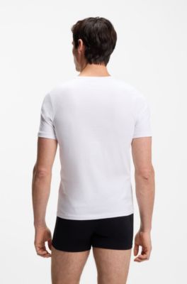 Lot de trois t-shirts en coton &agrave; logo brod&eacute;, Blanc