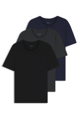 Three-pack of logo-embroidered cotton T-shirts, Light Blue