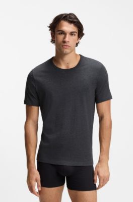 Paquete de tres camisetas de algod&oacute;n con logo bordado, Celeste