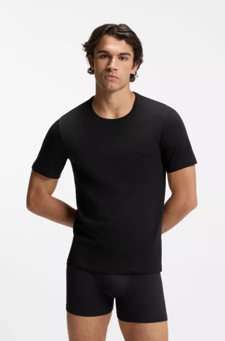 Three-pack of cotton underwear T-shirts with logos