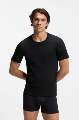 Lot de trois t-shirts en coton &agrave; logo brod&eacute;, bleu clair