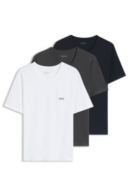 Three-pack of logo-embroidered cotton T-shirts, Patterned