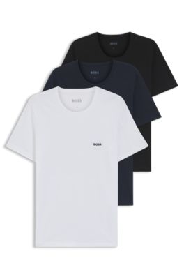 Three-pack of cotton underwear T-shirts with logos, Patterned