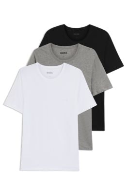 BOSS Three pack of logo embroidered T shirts in cotton