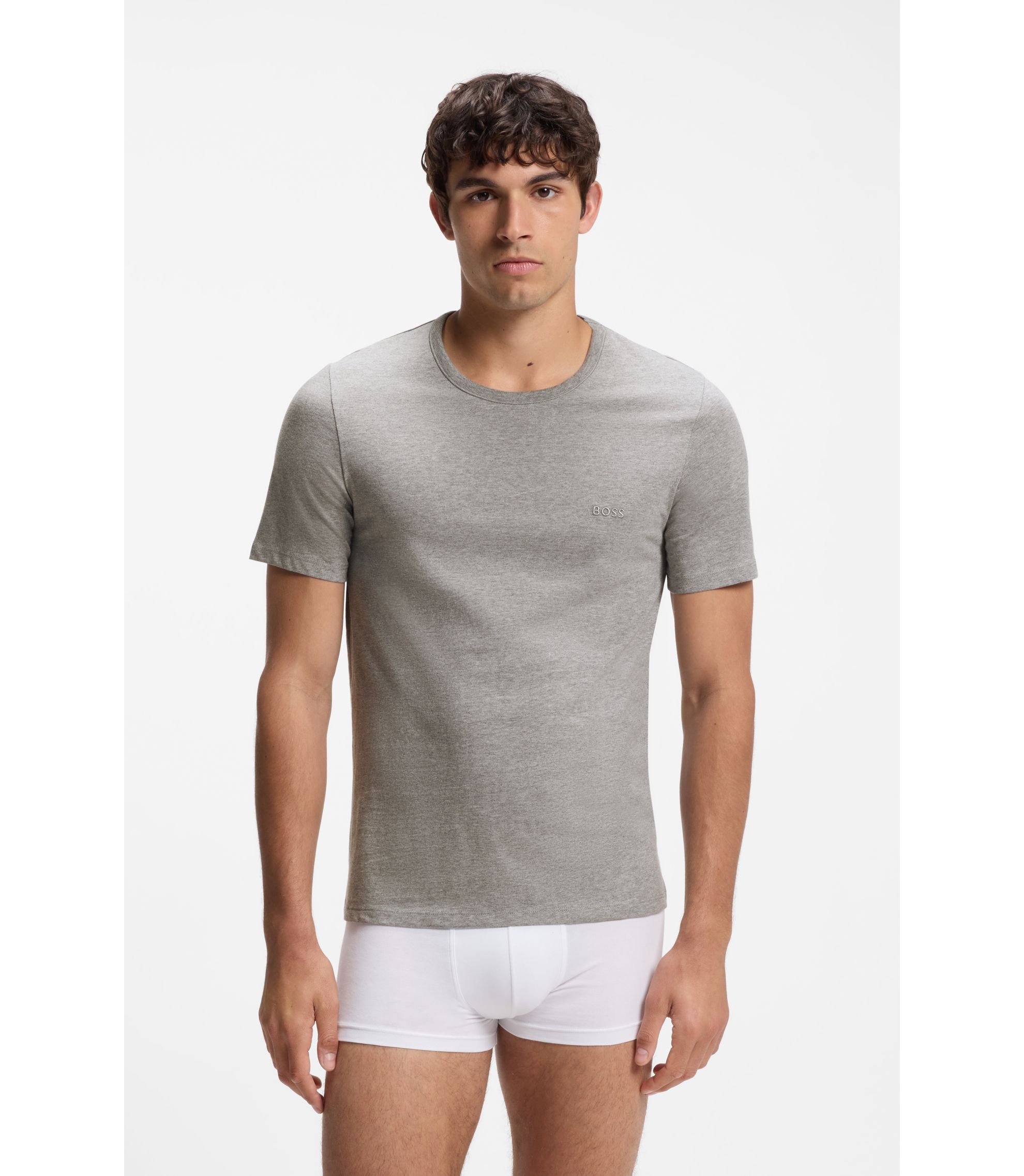 BOSS - Three-pack of logo-embroidered cotton T-shirts