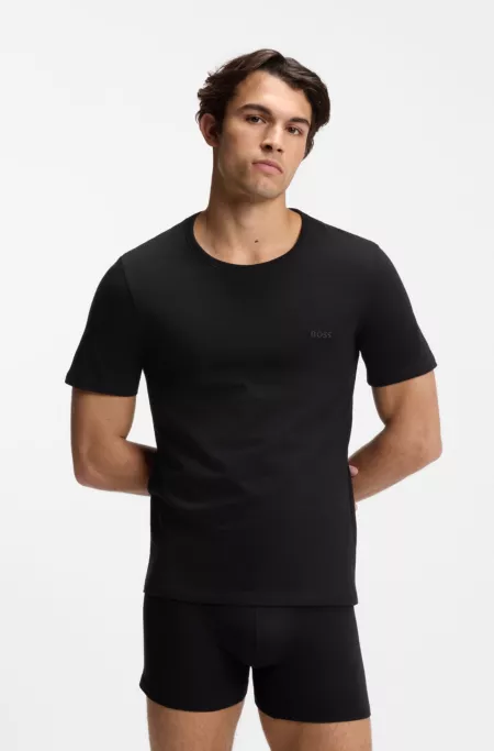 Three-pack of cotton underwear T-shirts with logos