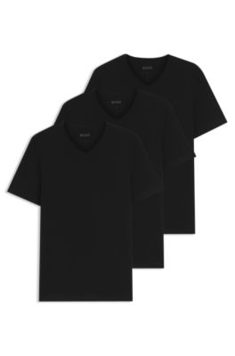 Three-pack of cotton V-neck undershirts, Black