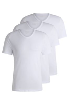 BOSS - Three-pack of V-neck T-shirts in cotton jersey