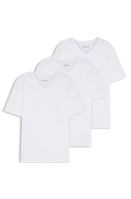 Three-pack of cotton V-neck undershirts, White