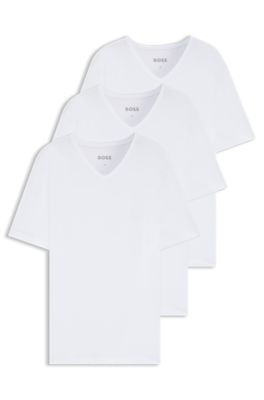 Three-pack of cotton V-neck undershirts, White