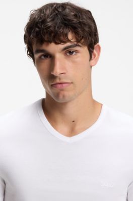 Three-pack of cotton V-neck undershirts, White
