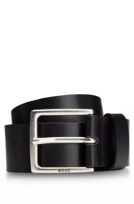 Pin-buckle belt in Italian leather