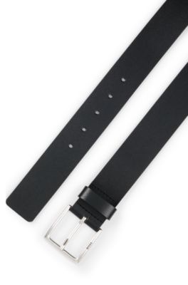 Pin-buckle belt in Italian leather, Black