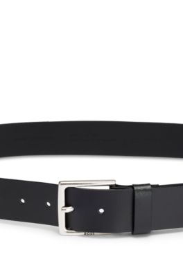 Pin-buckle belt in Italian leather, Black