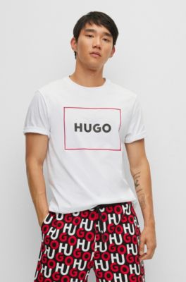 white and red hugo boss t shirt